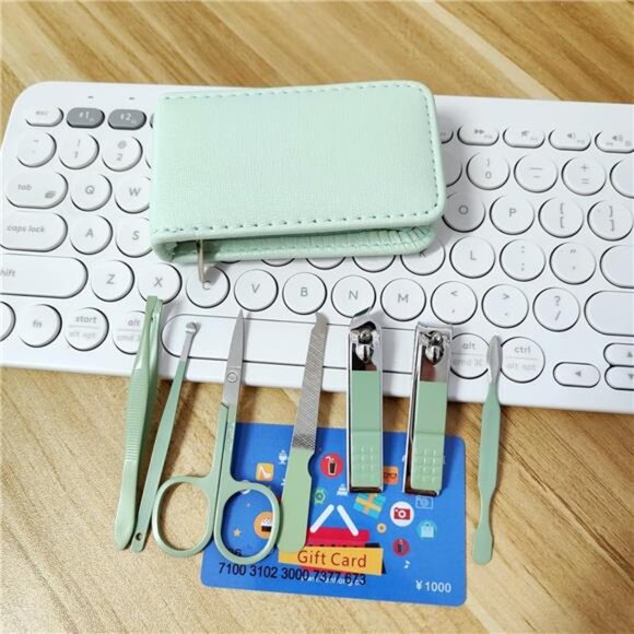 Travel Manicure Set 7 Piece Nail Clippers Pedicure Kit Stainless Steel Grooming - Picture 2 of 8